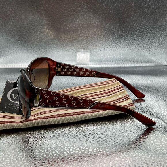 Garçon Vielle Modo Oversized Sunglasses Women’s Engraved Callout Arms Brown - Picture 4 of 6